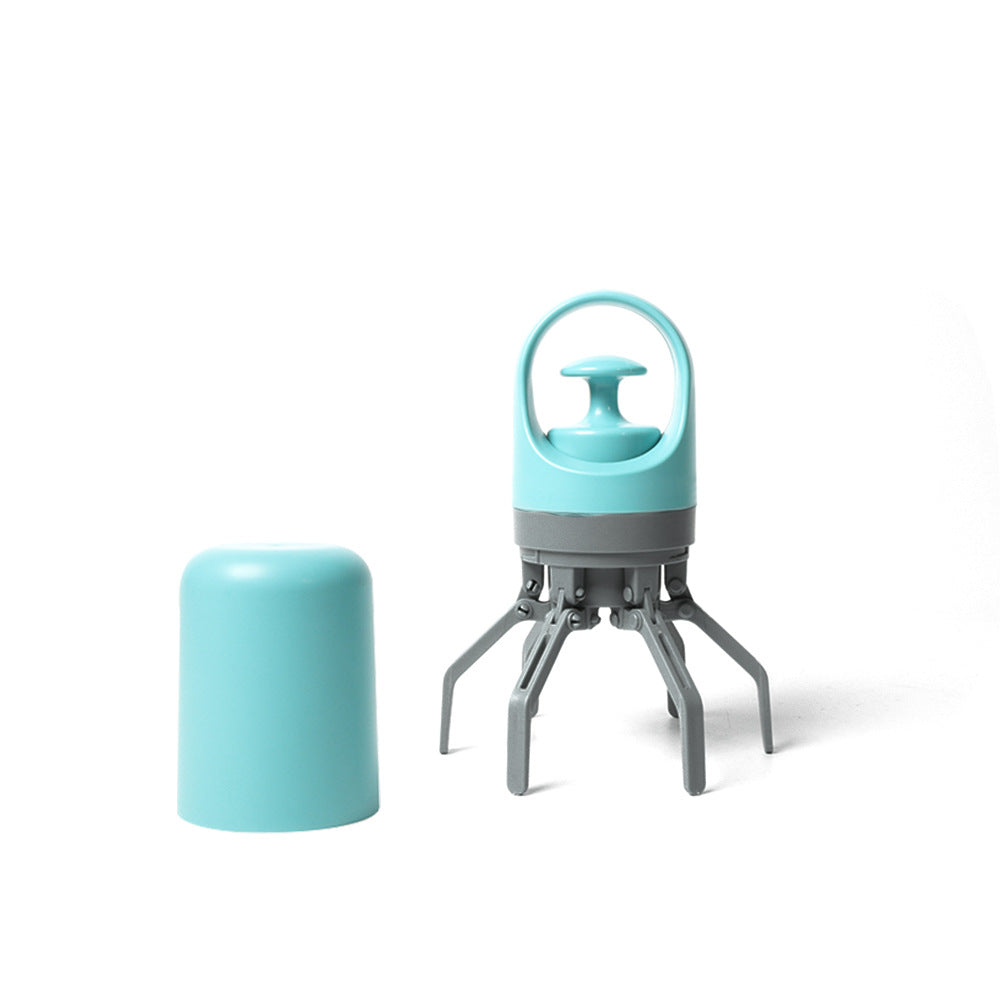 Blue Foldable 6-Claw Pet Pooper Scooper with Integrated Waste Bag Dispenser & 1 Roll of Bags - Durable One-Handed Operation for Outdoor Walking