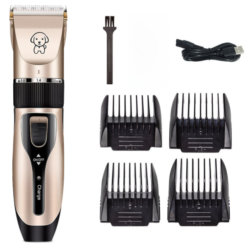 Gold K5 Lightweight Pet Precision Grooming Clipper - USB Rechargable, Low Noise Dog & Cat Hair Trimmer with 5-Level Adjustable Titanium Ceramic Blade & 4*Guide Combs