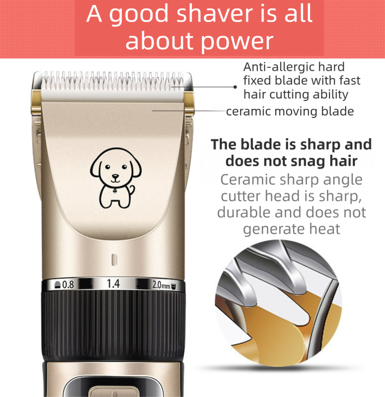 Black K5 Lightweight Pet Precision Grooming Clipper - USB Rechargable, Low Noise Dog & Cat Hair Trimmer with 5-Level Adjustable Titanium Ceramic Blade & 4*Guide Combs