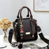 Black Trendy Vertical Square PU Leather Moto Crossbody Bag & Tote with 5-Pocket Organized Compartments & Adjustable Strap