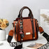 Caramel Trendy Vertical Square PU Leather Moto Crossbody Bag & Tote with 5-Pocket Organized Compartments & Adjustable Strap