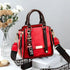 Jujube-Red Trendy Vertical Square PU Leather Moto Crossbody Bag & Tote with 5-Pocket Organized Compartments & Adjustable Strap