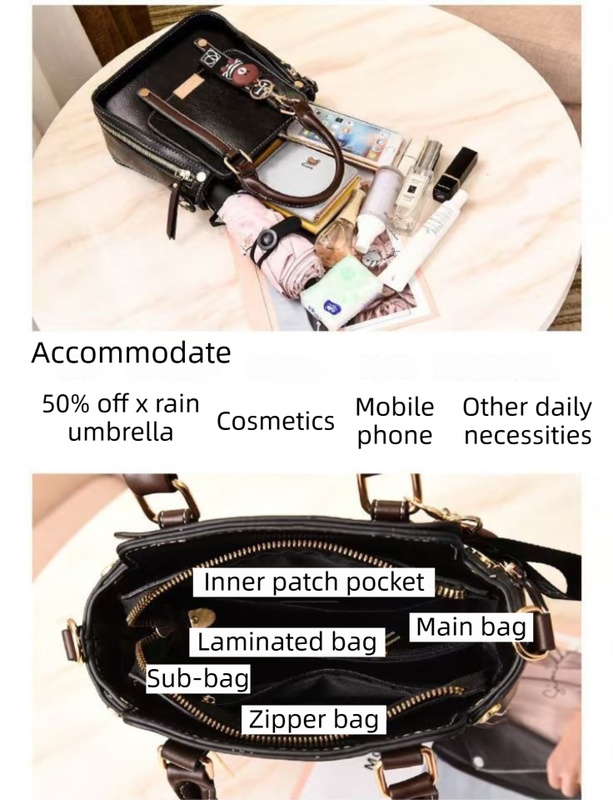 Jujube-Red Trendy Vertical Square PU Leather Moto Crossbody Bag & Tote with 5-Pocket Organized Compartments & Adjustable Strap