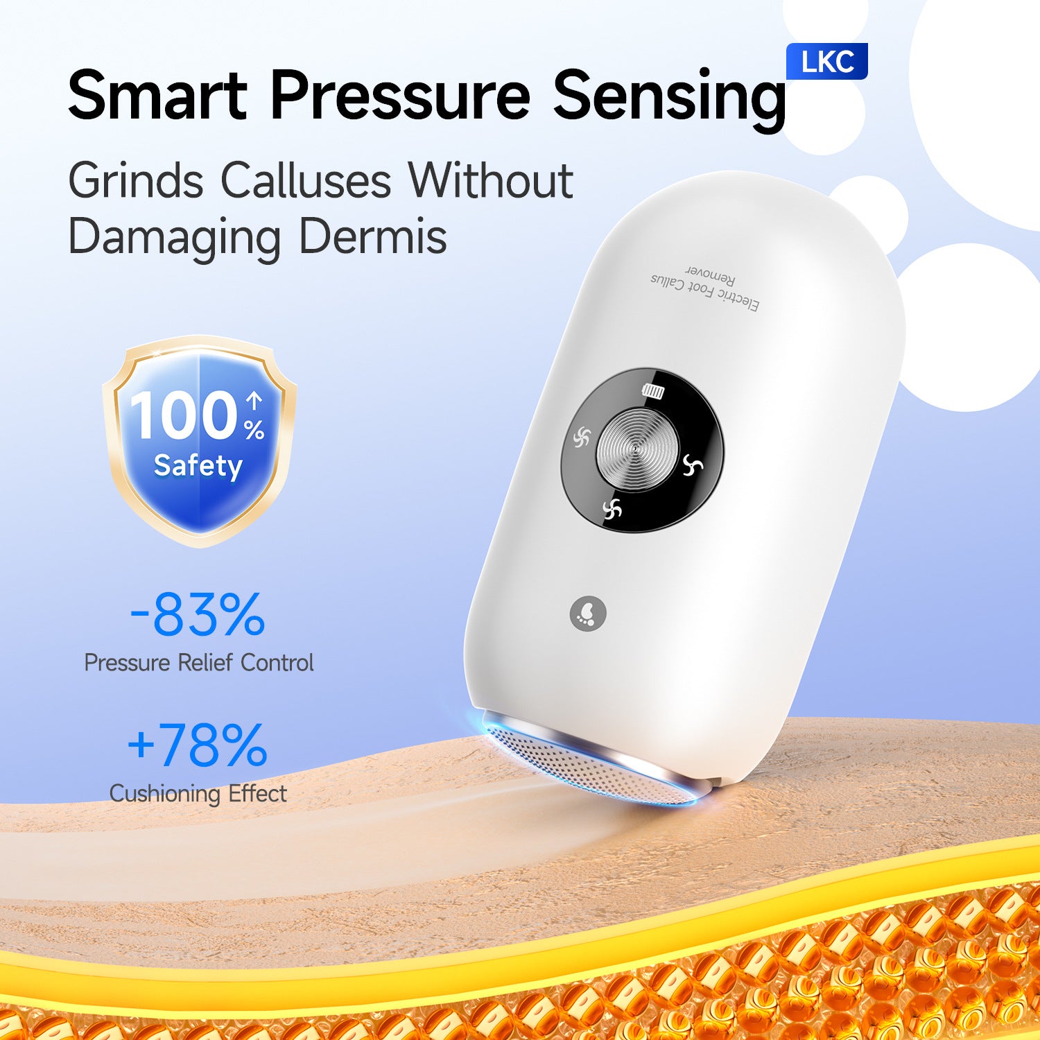 White A1 Compact Electric Foot Dead Skin and Callus Remover - IPX6 Pedicure Tool with 3-Speed Mode & Dual 360°Rotating Stainless Steel Heads