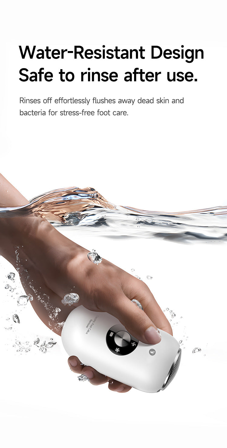 White A1 Compact Electric Foot Dead Skin and Callus Remover - IPX6 Pedicure Tool with 3-Speed Mode & Dual 360°Rotating Stainless Steel Heads