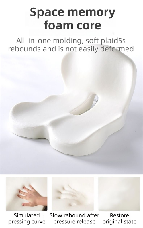 Black Ergonomic Memory Foam Seat Cushion & Lumbar Support(44x42x32CM) - Relieves Sciatica & Corrects Posture with Breathable Cover