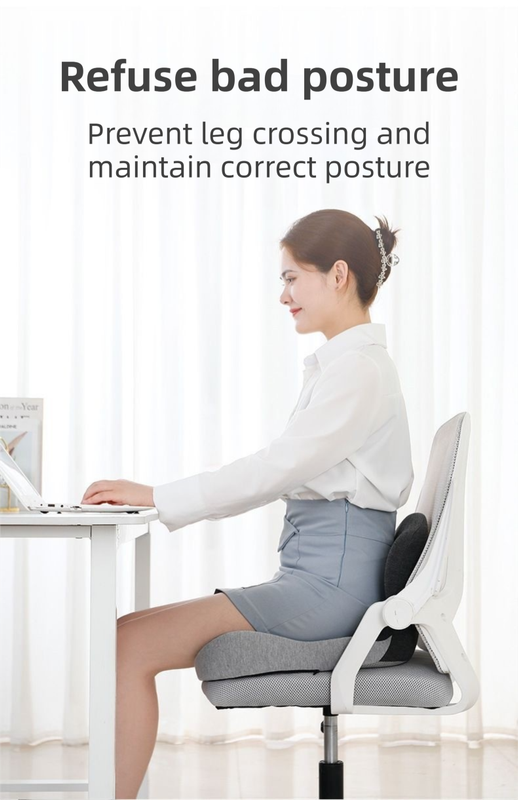 Black Ergonomic Memory Foam Seat Cushion & Lumbar Support(44x42x32CM) - Relieves Sciatica & Corrects Posture with Breathable Cover