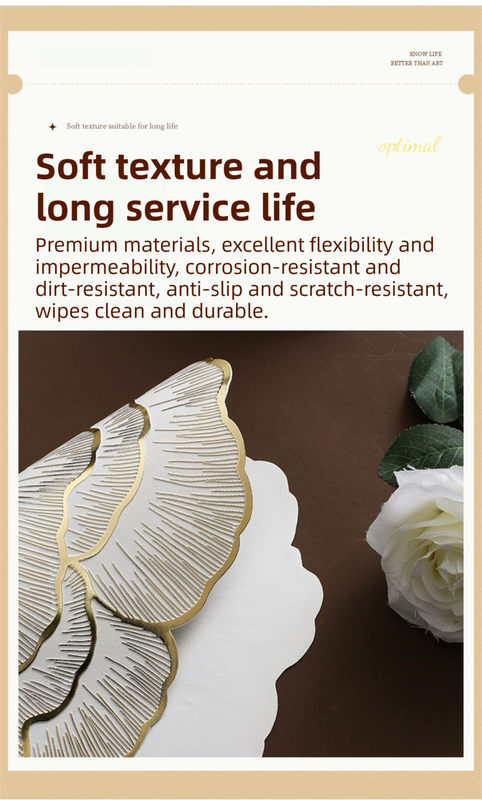 4-Pack Sliver & Grey Luxury Bronzing Floral Heat-Insulated Placemats - Peony Style Anti-Slip & Waterproof PVC Table Mats(38x38CM)