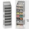 Grey 8-Tier Over-the-Door Shoe Organizer with 7 Slanted & 1 Flat & 6 Side Pockets - Multi-Functional Wall Mount  for Shoes, Bags and Towels