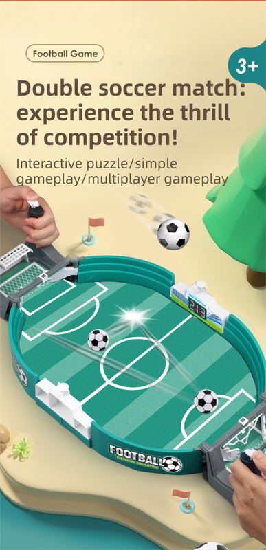 2-Player Large Interactive Tabletop Football Battle Toy for Kids & Adults with 6 Mini Soccer Balls(42x21x9CM) - No Battery Required