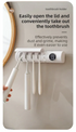 White 4-Slot Compact UV Toothbrush Sanitizer with Turbo Drying Fan & LCD Display - Anti-Dust Toothbrush Holder, 10-Minute One-Touch Deep Clean