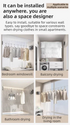 Black 4.2M Heavy Duty Invisible Retractable Clothesline - Rustproof & Drill-Free Laundry Hanger with 20kg Load Capacity