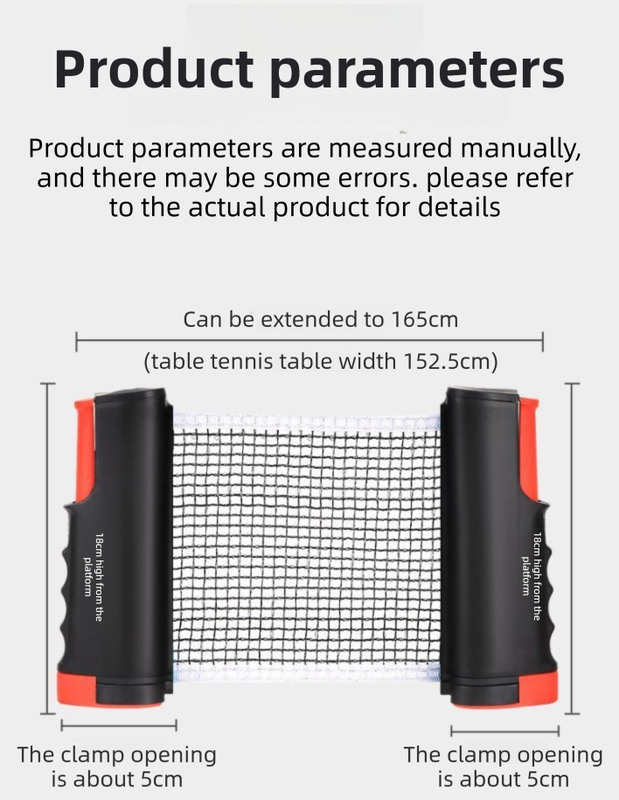 Black Portable Table Tennis Set with 2 Paddles, 3 Balls and Carry Bag - 165cm Retractable Ping Pong Net & Post - Indoor/Outdoor Professional Training Kit