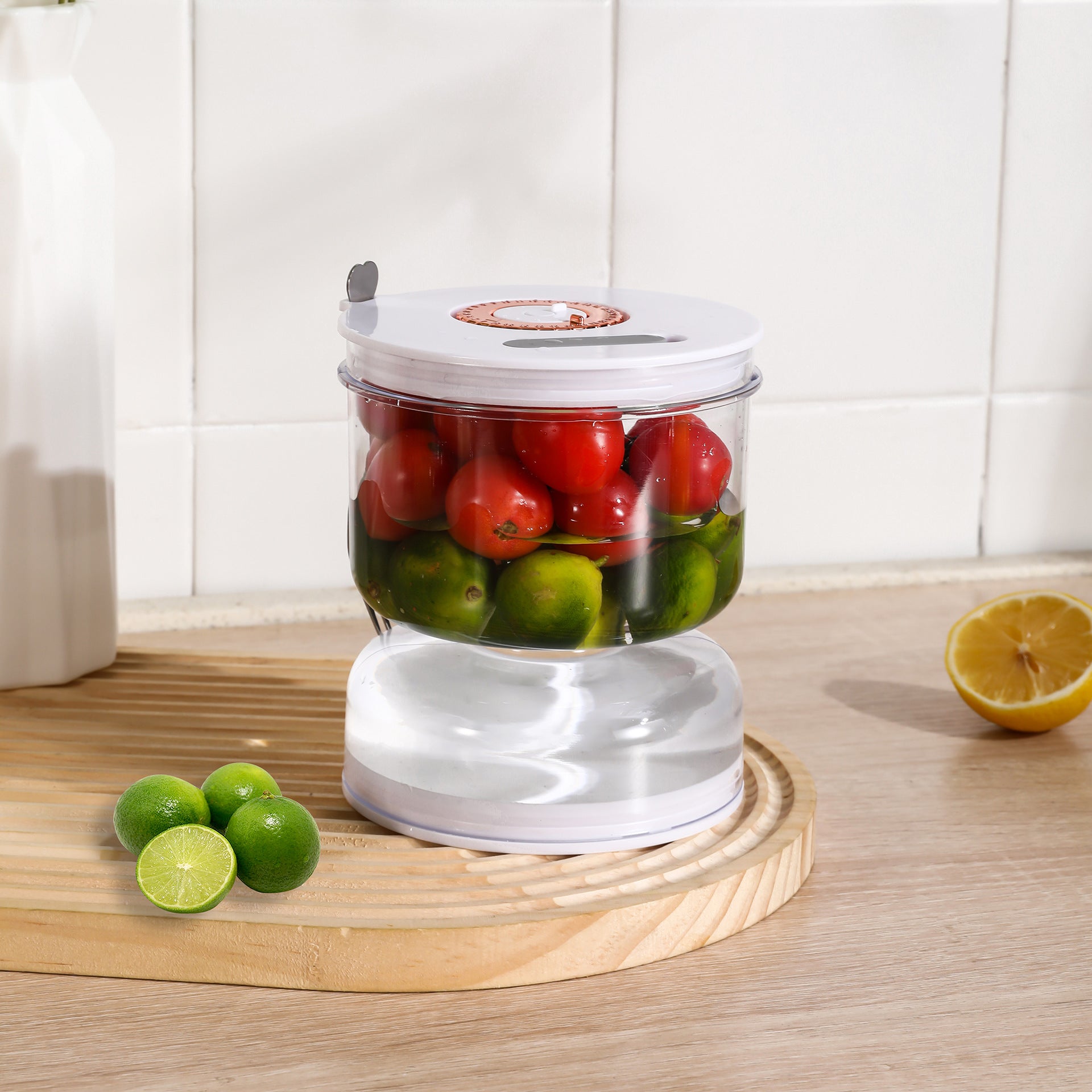 Food-Grade Pickle Hourglass Jar with Strainer Flip - 200ml Compact Kitchen Wet and Dry Separation Container for Olives, Jalapeños & Pickles