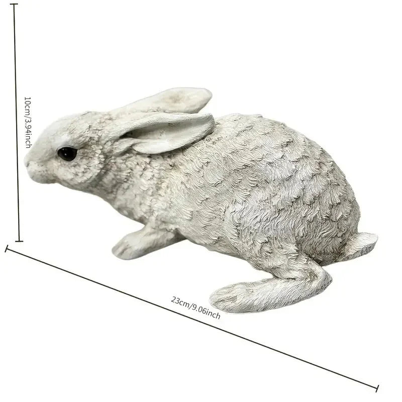 Weather-Resistant Resin Rabbit Garden Statue - Lifelike Animal Decorative Ornament for Gardens & Backyard Landscaping