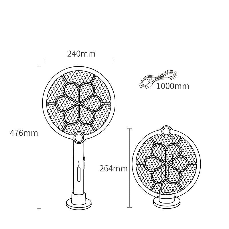 2-in-1 Foldable Electric Mosquito Swatter & UV Light Killer Lamp with 180° Rotating Head and Base - Wall-Mounted & Self-Standing Non-Toxic Pest Control