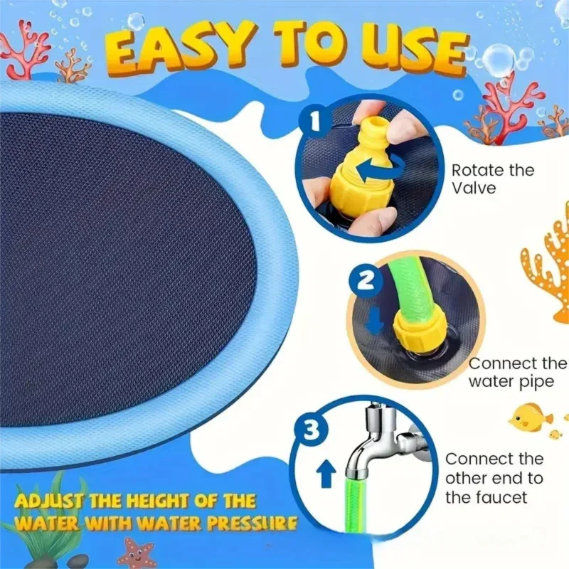 Portable Outdoor 1M Thickened Splash Pad for Pets & Kids - Summer Cooling Fountain for Backyard & Garden