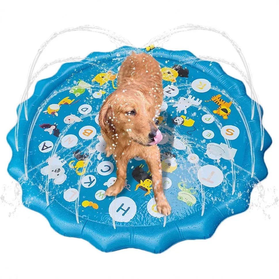 Portable Outdoor 1M Splash Pad for Pets & Kids(Alphabet Style) - Summer Cooling Fountain for Backyard & Garden