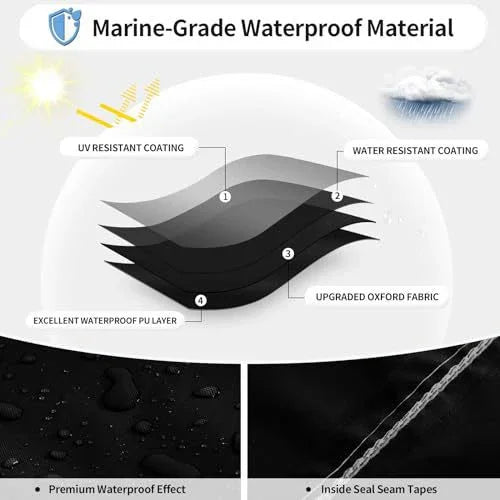 Sliver Heavy-Duty V-Hull Shield for 11 to 13 FT Yachts - All-Weather Water / Dust / UV Resistant 190T Silver Coated  Marine Protector