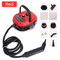 Red Portable High-Pressure Steam Cleaner with 1000ml Tank & 7-Piece Pro Brushes/Spray Nozzle Kit - 131°C High-Temp Deep Cleaning Machine for Kitchen Grease and Home Sanitization