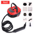 Red Portable High-Pressure Steam Cleaner with 1000ml Tank & 7-Piece Pro Brushes/Spray Nozzle Kit - 131°C High-Temp Deep Cleaning Machine for Kitchen Grease and Home Sanitization