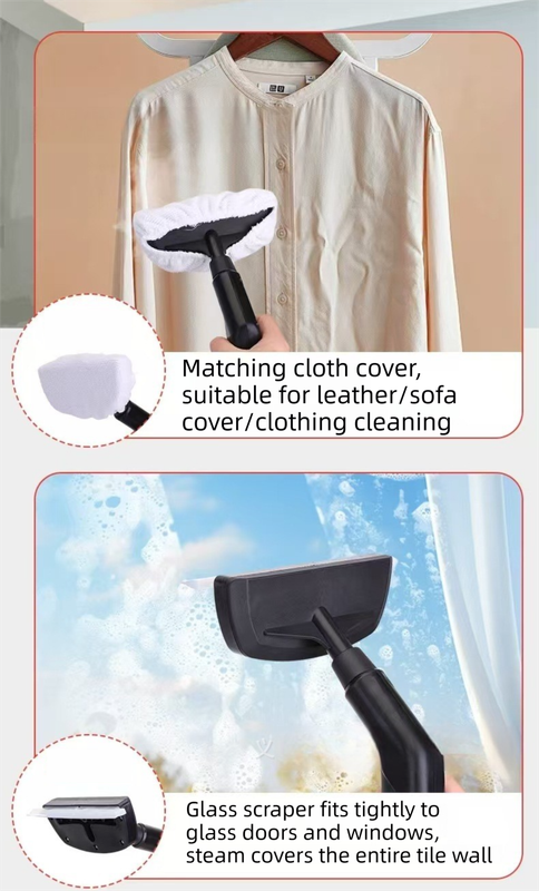 Red Portable High-Pressure Steam Cleaner with 1000ml Tank & 7-Piece Pro Brushes/Spray Nozzle Kit - 131°C High-Temp Deep Cleaning Machine for Kitchen Grease and Home Sanitization