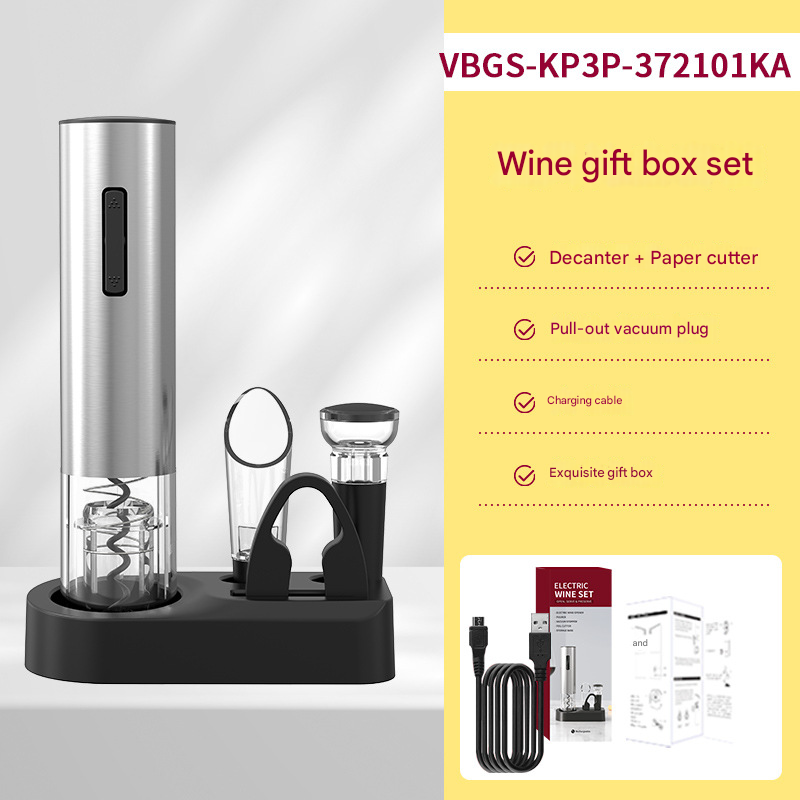 Electric Wine Opener Set 2-in-1 Rechargeable Automatic Corkscrew with Vacuum Seal Base Aerator Foil Cutter Professional Barware Australian Home Use