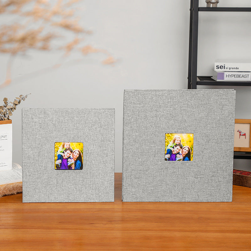 Red Linen Self-Adhesive Photo Album DIY Scrapbook with Cover Window 11x10.6 Inch for Family Wedding Travel Memories Preservation Australian Home