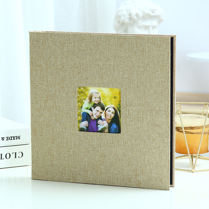Brown Linen Self-Adhesive Photo Album DIY Scrapbook with Cover Window 11x10.6 Inch for Family Wedding Travel Memories Preservation Australian Home