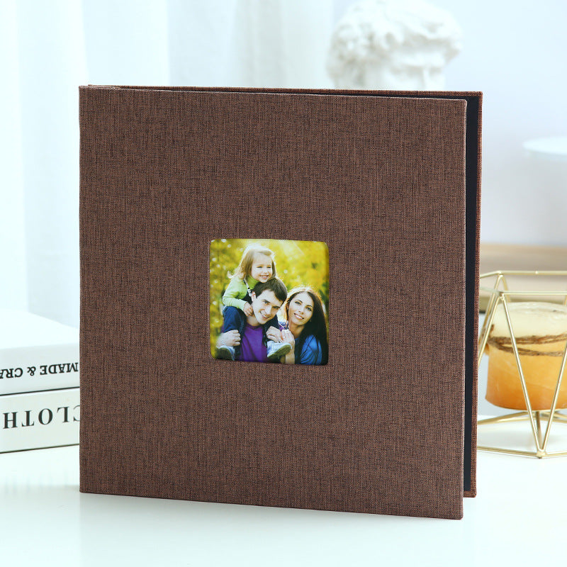 Coffee color Linen Self-Adhesive Photo Album DIY Scrapbook with Cover Window 11x10.6 Inch for Family Wedding Travel Memories Preservation Australian Home