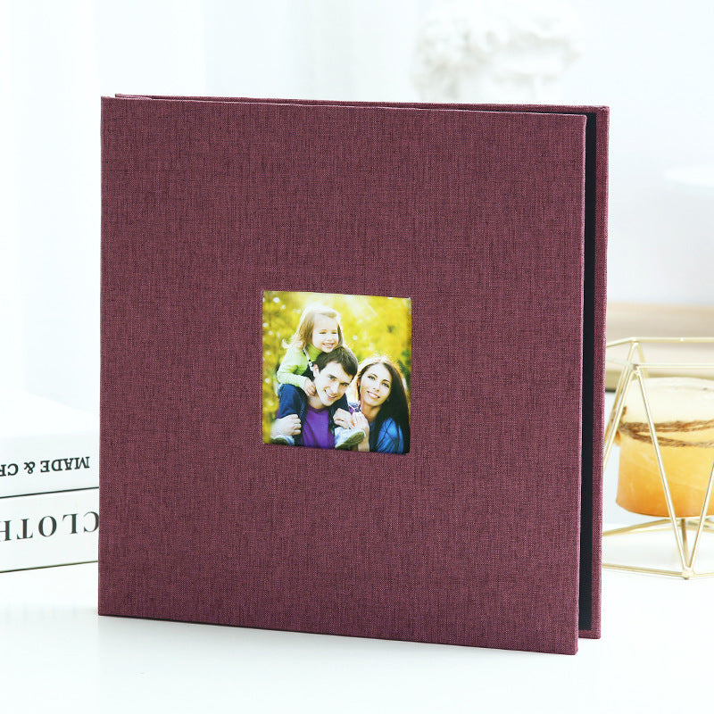 Dark purple Linen Self-Adhesive Photo Album DIY Scrapbook with Cover Window 11x10.6 Inch for Family Wedding Travel Memories Preservation Australian Home