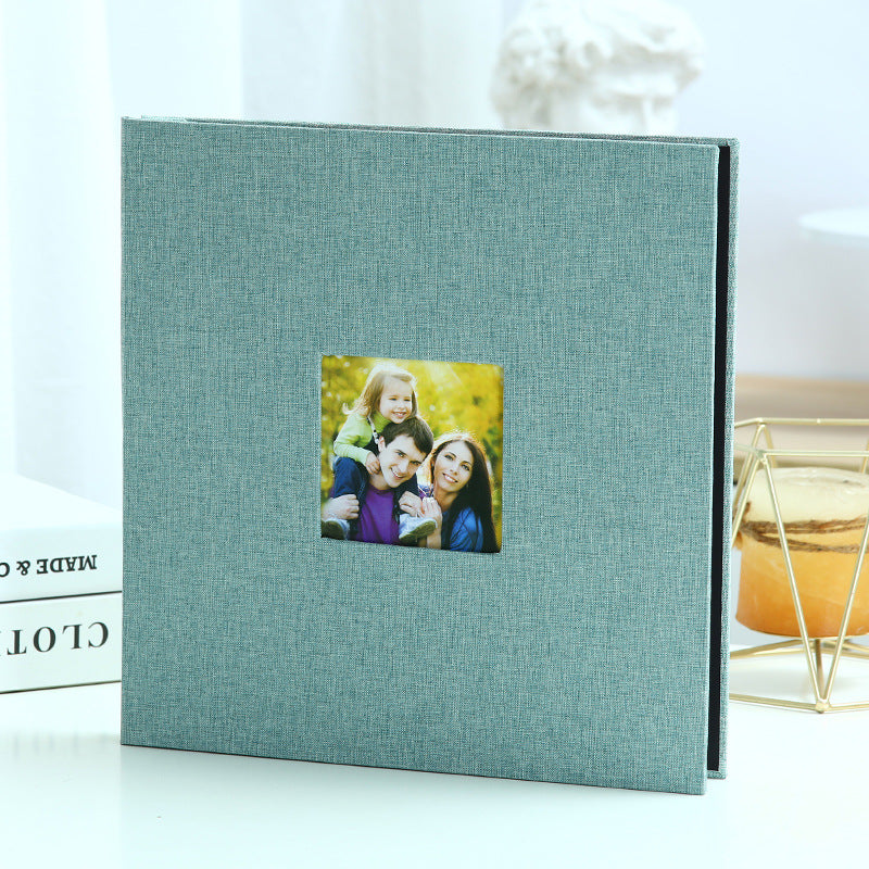 Green Linen Self-Adhesive Photo Album DIY Scrapbook with Cover Window 11x10.6 Inch for Family Wedding Travel Memories Preservation Australian Home