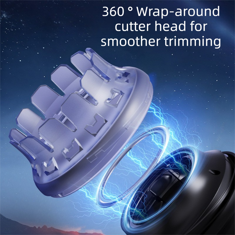 360° Floating Hair Trimmer with Stainless Steel Blade – Cordless Electric Hair Clipper for Men, Full-Body Washable, Type-C Fast Charging