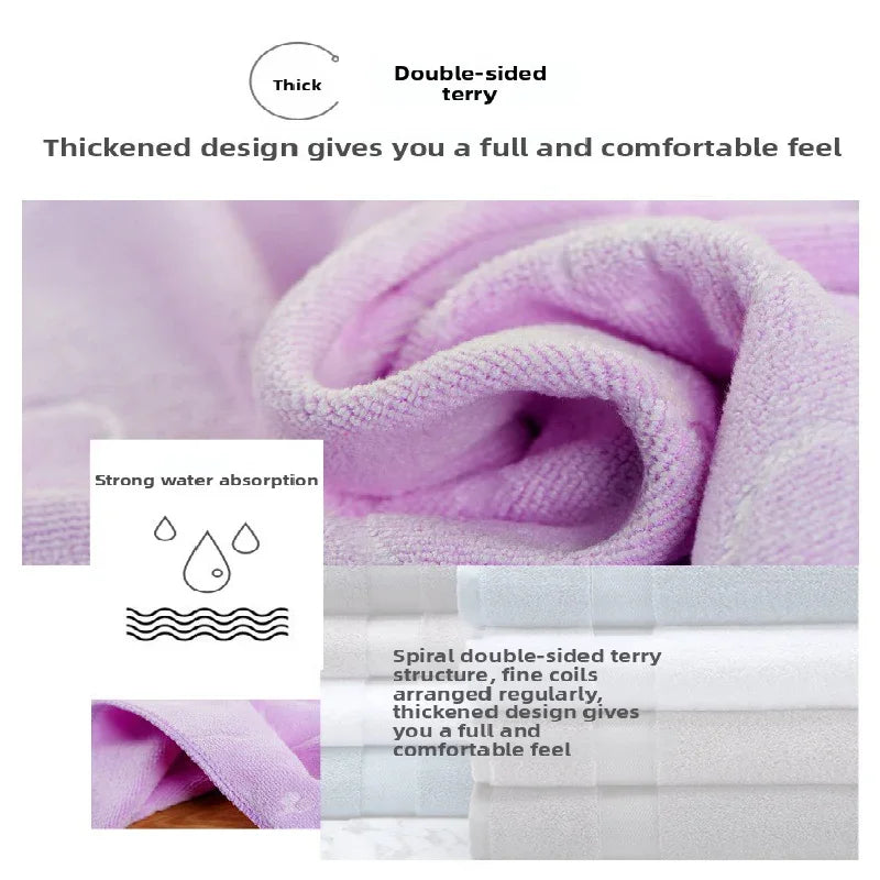 2-Pack Purple Embossed Microfiber Bear Bath Towels – 70 x 140 cm, Ultra-Absorbent and Soft for Bath, Beach & Gym