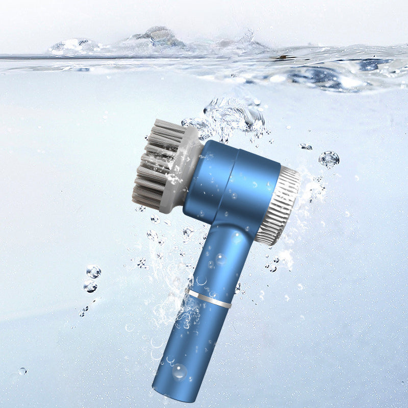 White Wireless Electric Cleaning Brush – Rechargeable, 3-Speed, IPX7 Waterproof with 5 Replaceable Brush Heads for Kitchen, Dishes & Deep Cleaning