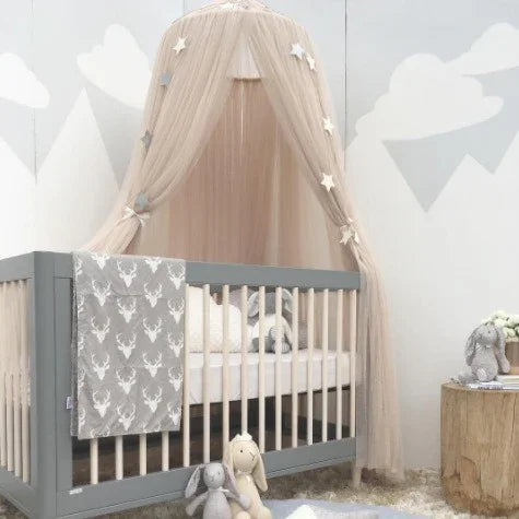 Kids Bed Canopy – 7‑Layer Tulle, 300cm Height, Nordic Style, 60cm Dome Pink