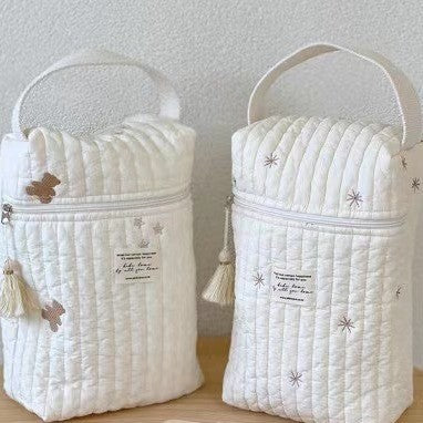 Pinecone Quilted Nappy Storage Bag Portable Diaper Organizer Mommy Travel Pouch with Zipper 28x18x6cm for Australian Families and Stroller Use