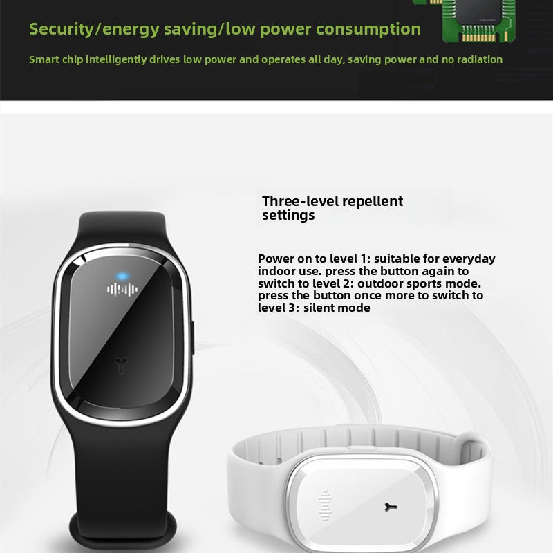 2 Pack Beige Electronic Ultrasonic Mosquito Repellent Wristband Rechargeable Chemical-Free 3 Modes for Kids Students Outdoor Camping Hiking