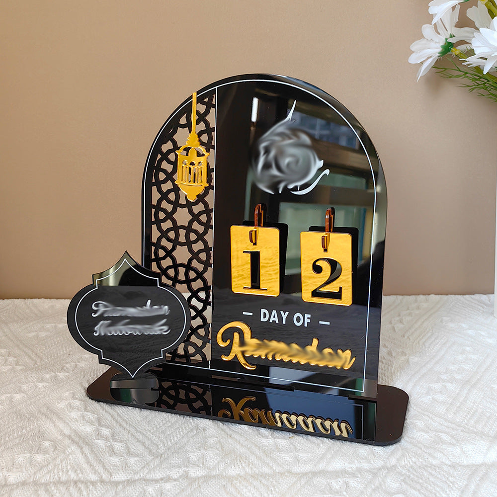 Black Acrylic Desktop Holiday Countdown Ornament with Mirrored Finish and Interchangeable Numbers 20cm x 20cm Festive Home Decoration(BT268)