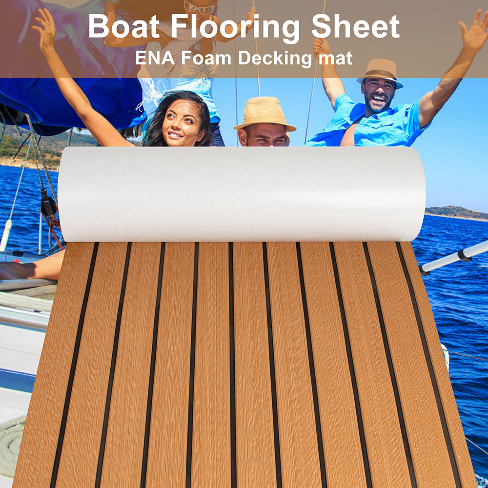 Teak EVA Foam Boat Flooring Sheet Brown with Black Stripes Self-Adhesive Marine Decking Mat for Yacht Fishing Boat RV DIY Upgrade Australian Boating(2400x1200x6mm)