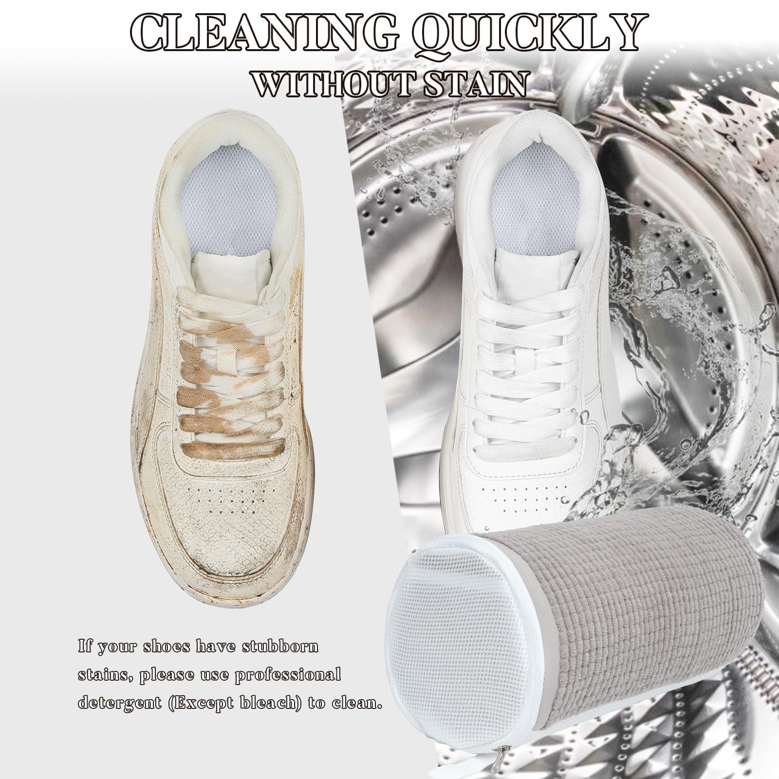 2 Pack Shoe Washing Bag for Washing Machine with 360-degree Cleaning Fibers, Protects Sneakers and Trainers, Laundry Care for Australian Homes