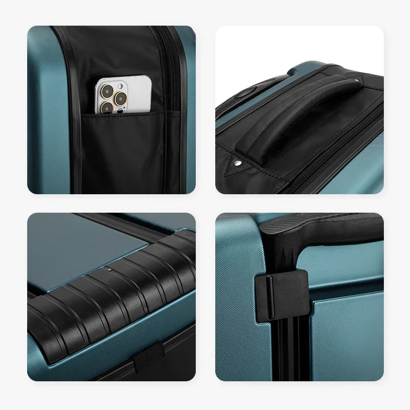 Black 20 Inch Foldable Carry-on Suitcase Ultra Lightweight 2.1kg Hard Shell Luggage with 360 Spinner Wheels and Combination Lock for Australian Travel