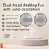 Dual-head Desktop Fan 4000mAh Rechargeable with 4 Speeds LED Display and Night Light Portable Silent Cooling Solution for Home Office and Local Travel