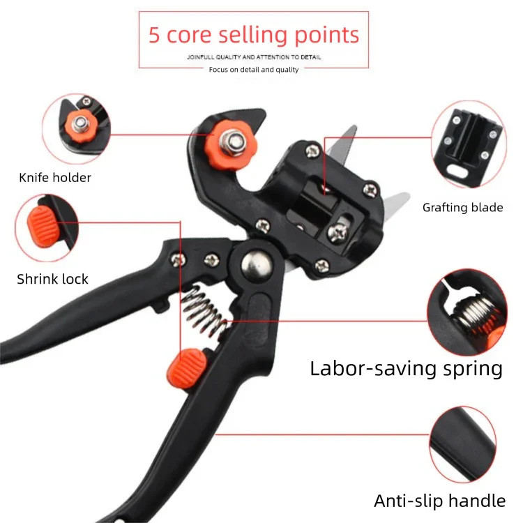Orange Handheld Grafting Shear with Replaceable Blades and Pruning Function for Tree Grafting and Branch Trimming Professional Garden Tool Local Standard Fit