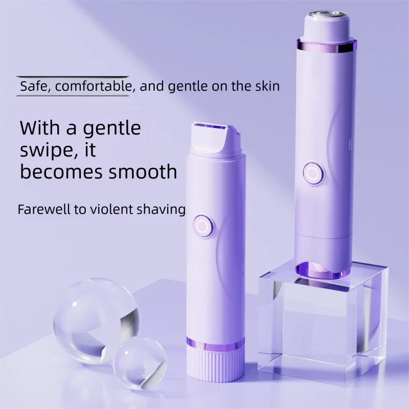 Pink Electric Hair Remover for Women 2-in-1 Dual Head Trimmer and Shaver with Ceramic Blades IPX7 Waterproof for Painless Full Body and Bikini Grooming