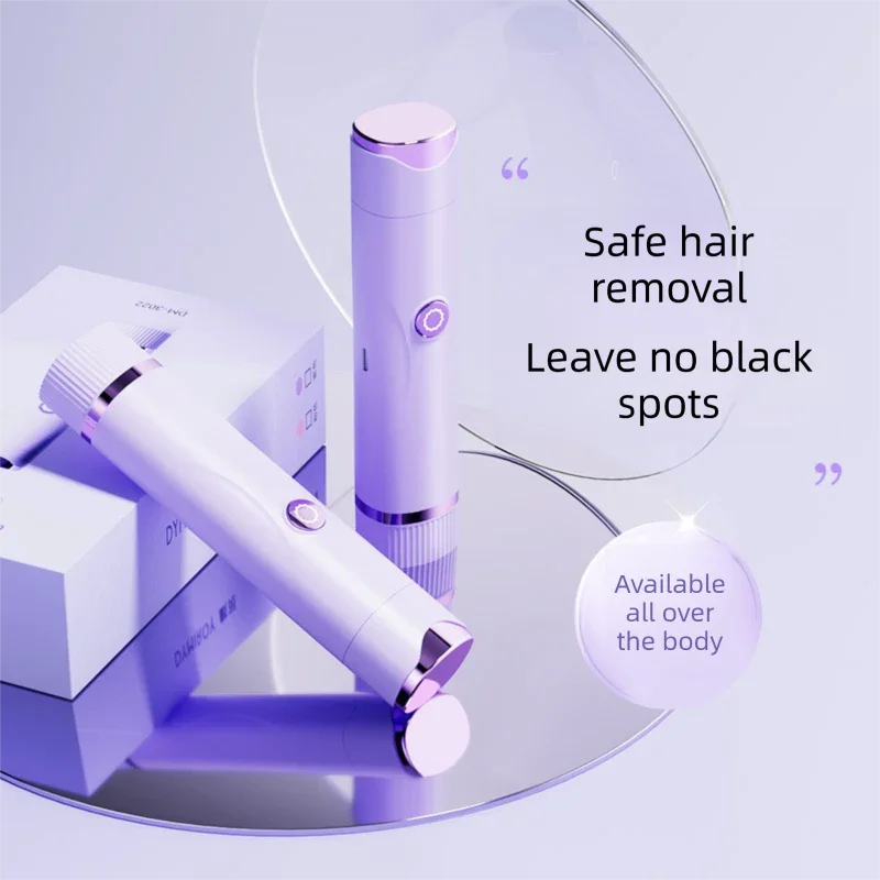 Purple Electric Hair Remover for Women 2-in-1 Dual Head Trimmer and Shaver with Ceramic Blades IPX7 Waterproof for Painless Full Body and Bikini Grooming