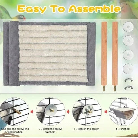 2-Pack Yellow Bird Hammock Bed for Parrots, Budgies, and Small Pets – Warm, Soft, Washable Hanging Nest with Easy Installation for Cage or Window Use(Size: L)