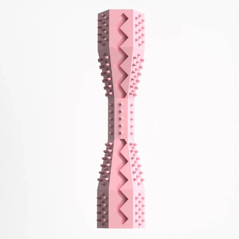 2-Pack Pink Hexagonal Pet Chew Toy – Durable Rubber Dog & Cat Teething Stick for Dental Care, Biting Relief and Mental Stimulation