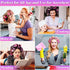 Black 49-Piece Pink Plastic Hair Rollers Set with Clips and Storage Bag for At-Home Styling – Multi-Size Curlers for Voluminous Curls, Waves and Bangs