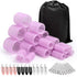 Light purple 49-Piece Pink Plastic Hair Rollers Set with Clips and Storage Bag for At-Home Styling – Multi-Size Curlers for Voluminous Curls, Waves and Bangs
